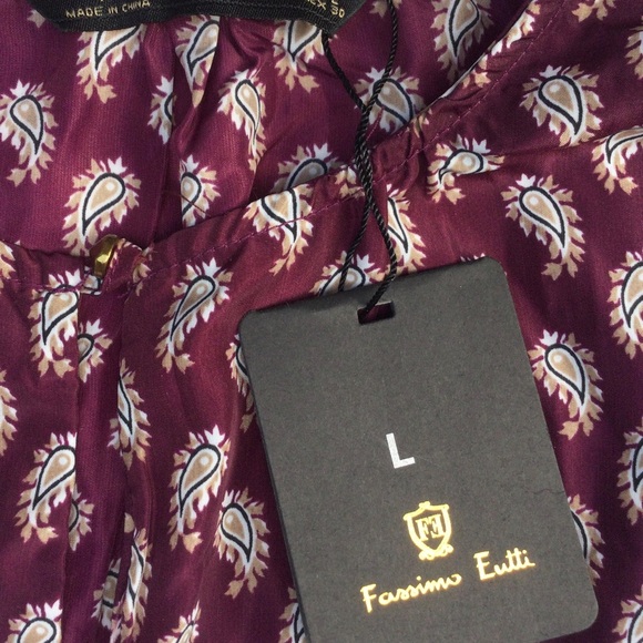 Fassimo Eutti Womens NWT Size Large Purple Paisley Long Sleeve Blouse. - Picture 3 of 4